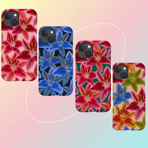 Lily Scatter Phone Case, Cute Colourful Flowers, Cover for iPhone, Gift for her, Floral Tough Phone Case, Phonecover for Iphone 16 15 14 13 12 11 Pro Plus...and Samsung