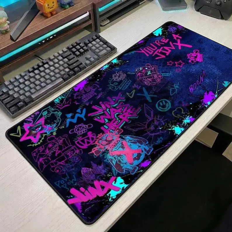 Arcane Jinx Mouse Pad, Large Neon Graffiti Gaming Desk Mat, Extended Keyboard & Mouse Pad, Aesthetic PC Setup Decor, Gamer Room Accessory Gift 🎮🔥
