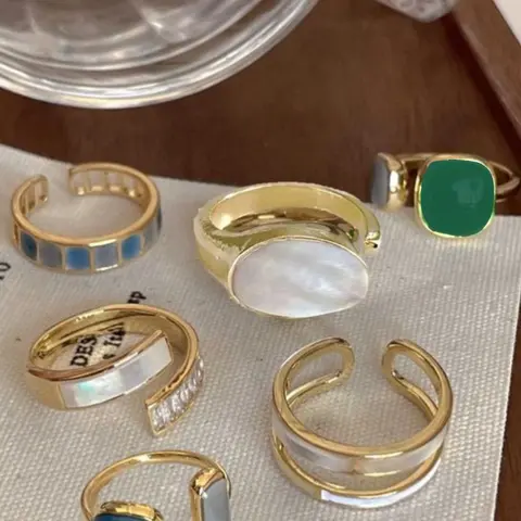 Women's Boho Style Artificial Gemstone Decorated Cuff Rings, Elegant Open Cuff Rings for Women & Girls, Fashionable Jewelry for Party, Daily Wear, Trendy All-match & Exquisite Jewelry for Birthday Gift, Beautiful Rings