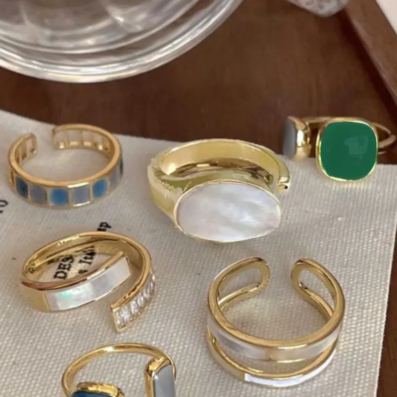 Women's Boho Style Artificial Gemstone Decorated Cuff Rings, Elegant Open Cuff Rings for Women & Girls, Fashionable Jewelry for Party, Daily Wear, Trendy All-match & Exquisite Jewelry for Birthday Gift, Beautiful Rings