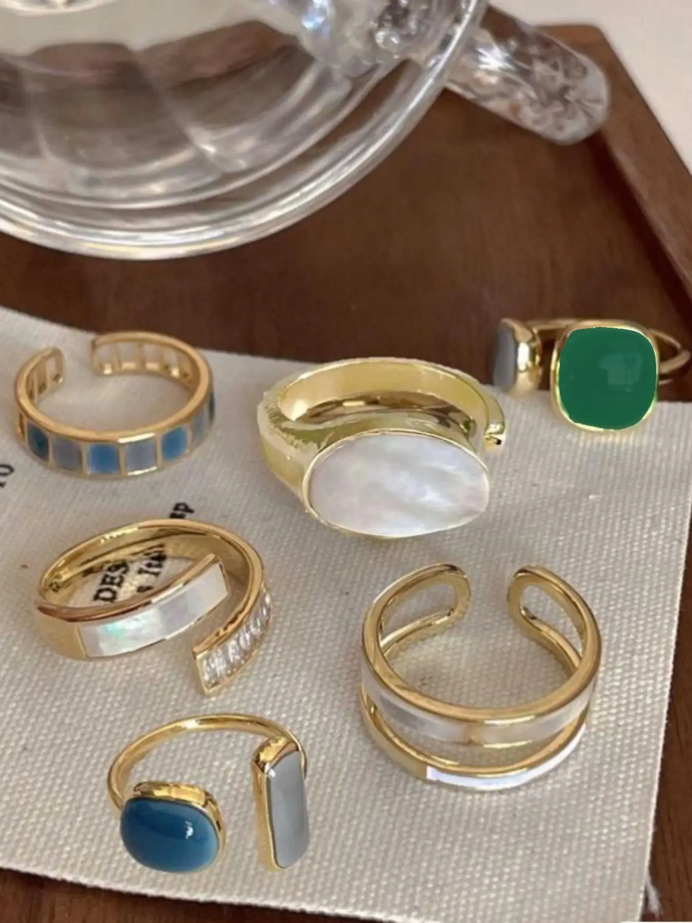 Women's Boho Style Artificial Gemstone Decorated Cuff Rings, Elegant Open Cuff Rings for Women & Girls, Fashionable Jewelry for Party, Daily Wear, Tre