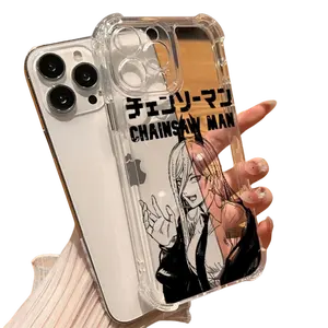Chainsaw Man Anime Phone Case, Clear Soft Silicone Shockproof Cover for iPhone 11 12 13 14 15 16 17 Pro Max 16 Plus 17 Air