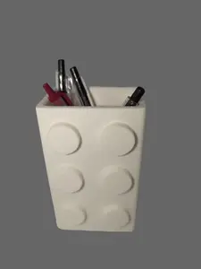 Brick-Inspired Pen Holder 3D Printed Brick Organizer for Desk or Bathroom Fun Gift for Kids Teachers & Brick Fans 5x3x2 Inches High-Quality PLA Multipurpose Use
