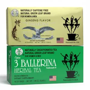 3 Ballerina Herbal Tea - Duo Pack (Ginseng & Original Flavors) - 36 Tea Bags Total - Extra Strength - Naturally Decaffeinated - Traditional Chinese Blend - Made in USA