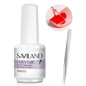 SAVILAND Liquid Latex for Nails, 15ML Latex Nail Polish Barrier Peel Off - Latex Tape Peel Off for Nails Cuticle Guard Skin Barrier Protector Nail Latex with Tweezers for Home DIY Nail Art Salon Nail Care Manicure