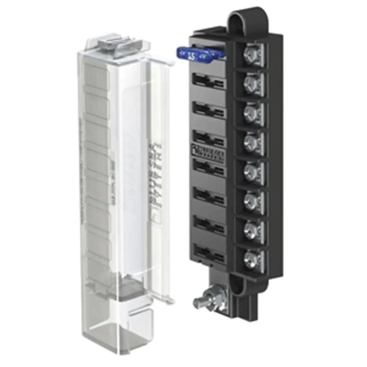 Blue Sea Systems ST Blade Compact Fuse Block - 8-Circuit, Single-Side Wire Entry, Space-Saver, Rugged Design, Reliability, Protective Cover, Default Option for Boaters & Water Sports Kayaking