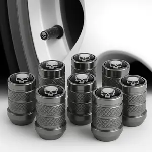 8PCS Skull Tire Valve Stem Caps – Universal Aluminum Alloy Valve Caps with Rubber Seals for Cars, Trucks, SUVs, Motorcycles & Bicycles