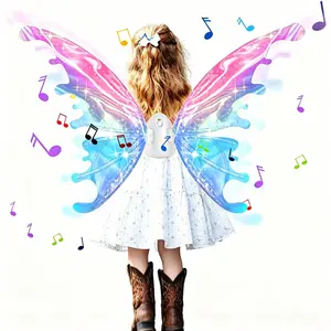 LED Light Up Butterfly Wings for Kids, Electric Flapping Fairy Wings with Music, Glowing Princess Cosplay Costume for Girls Night Party Halloween, Magical Angel Wing Toy with Adjustable Shoulder Straps, Glow in the Dark Children Holiday Gift 2026