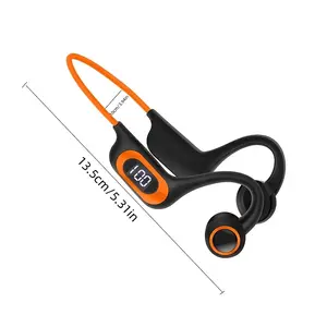 Open-Ear Bone Conduction Electronic Headphones, Wireless Bluetooth Earbuds with Stereo Noise Cancellation, 30-Hour Playback, LCD Battery Display, TF Card Support, Not Water Resistant Sports Earphones for Running, Jogging