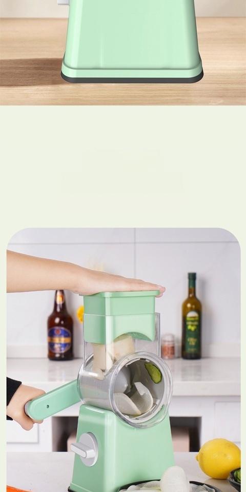 Tekinor Rotary Grater with Handle, 6 Well-Designed Blades, Strong Suction Cup Base, Vegetable Grater & Mandoline Slicer - Kitchen Utensils