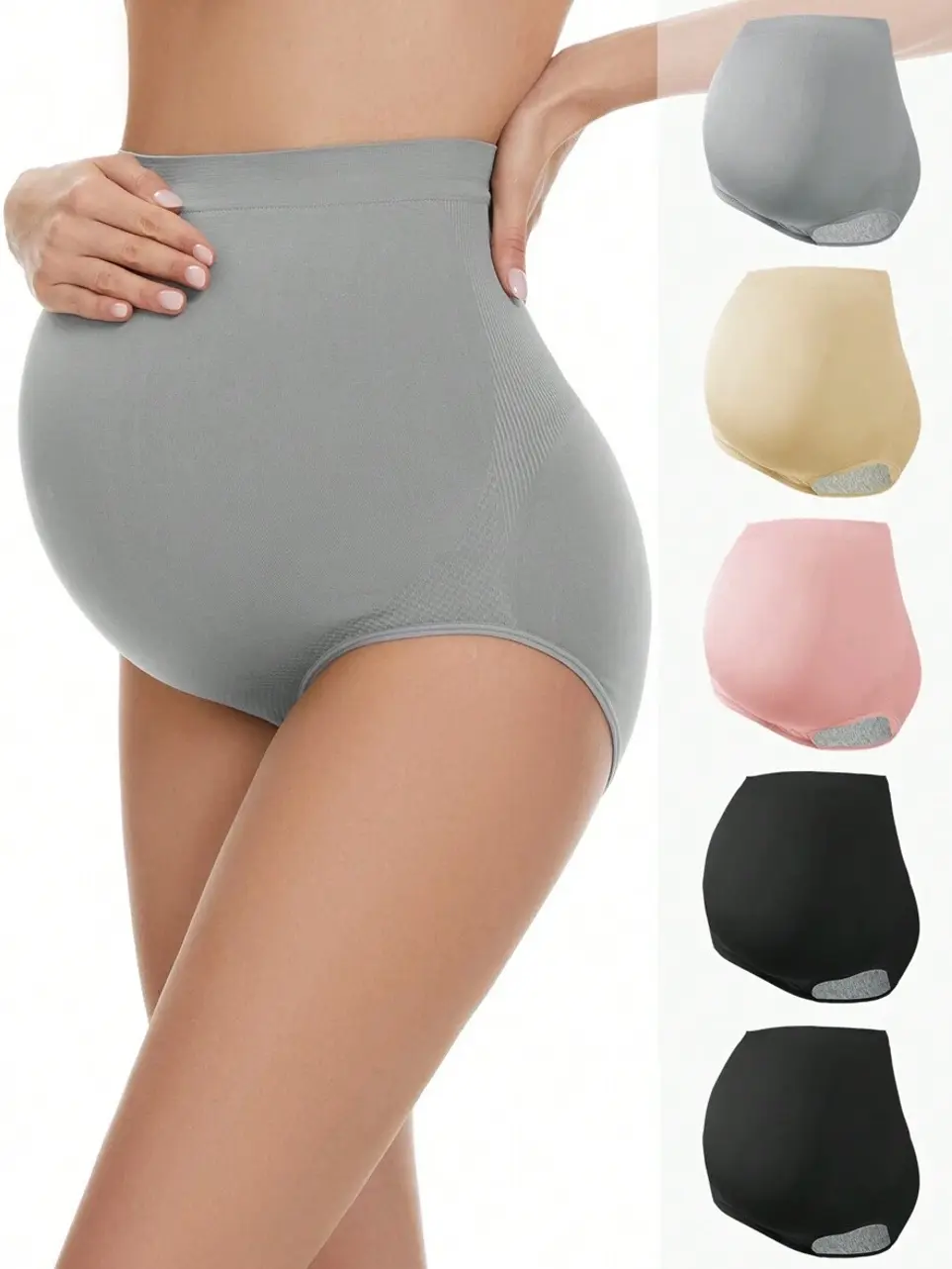 5-Piece Set High Rise Maternity Shortie Underwear in Rib-Knit Fabric