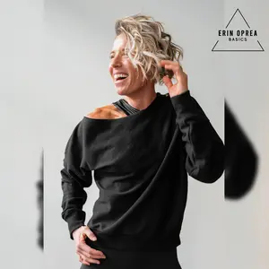 Cold Shoulder Sweatshirt Tuxedo Black