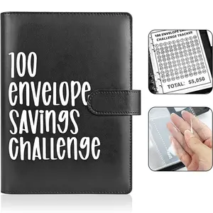 100 Envelope Savings Challenge Binder, Personal Budget Organizer with Cash Envelopes and Savings Tracker, Reusable Money Saving Challenge Book, Financial Planner Binder for Budgeting, Cash Stuffing and Goal Tracking