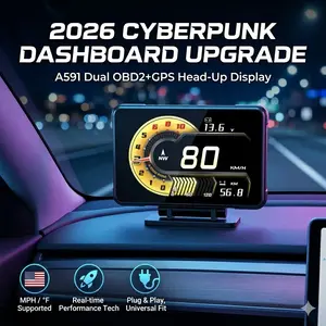 2026 New Upgrade: Universal Car HUD Head-Up Display - Monitor Engine Temp, RPM & Voltage - Futuristic Digital Dashboard Gauge