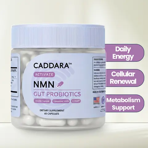 Caddara NMN Probiotics for Gut Health & Energy | Liposomal Targeted Release | 60 Capsules