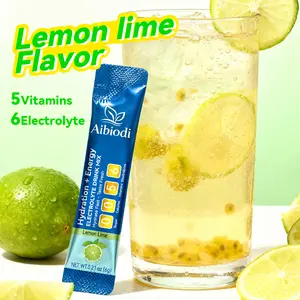 Aibiodi Lemon Lime Electrolyte Powder | Zero Sugar Hydration + Energy Drink Mix | 6 Electrolytes & 5 Vitamins | Keto & Vegan Friendly | 1 Packets for 16oz Water