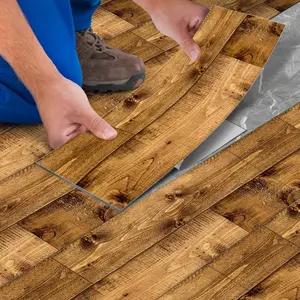 Wood Grain Pattern Floor Tile, 5/10/20pcs Self-adhesive Floor Tile Sticker, Easy To Install Waterproof Floor Tile for Bathroom & Kitchen, Floor Decor Decal, Waterproof PVC Material