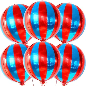 Big Red & Blue Carnival Balloons, 6-Pack for Circus-Themed Birthday & Party Decorations
