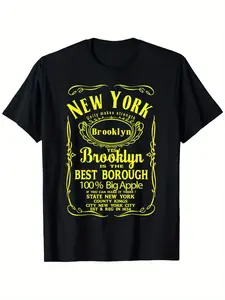 Vintage-Inspired Brooklyn Graphic Tee - 100%, Soft And Breathable, Retro NYC Design with Laurel Wreath Detail, Crew Neck, Short Sleeve, Casual Summer Top for Men And Women, Sizes S-XXXL