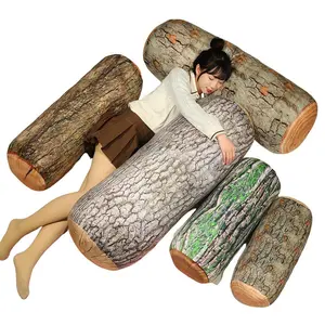 50cm-110cm Realistic Tree Stump Plush Pillow, Soft Short Velvet Hugging Sofa Cushion, Natural Forest Atmosphere Decor, PP Cotton Filled Gift