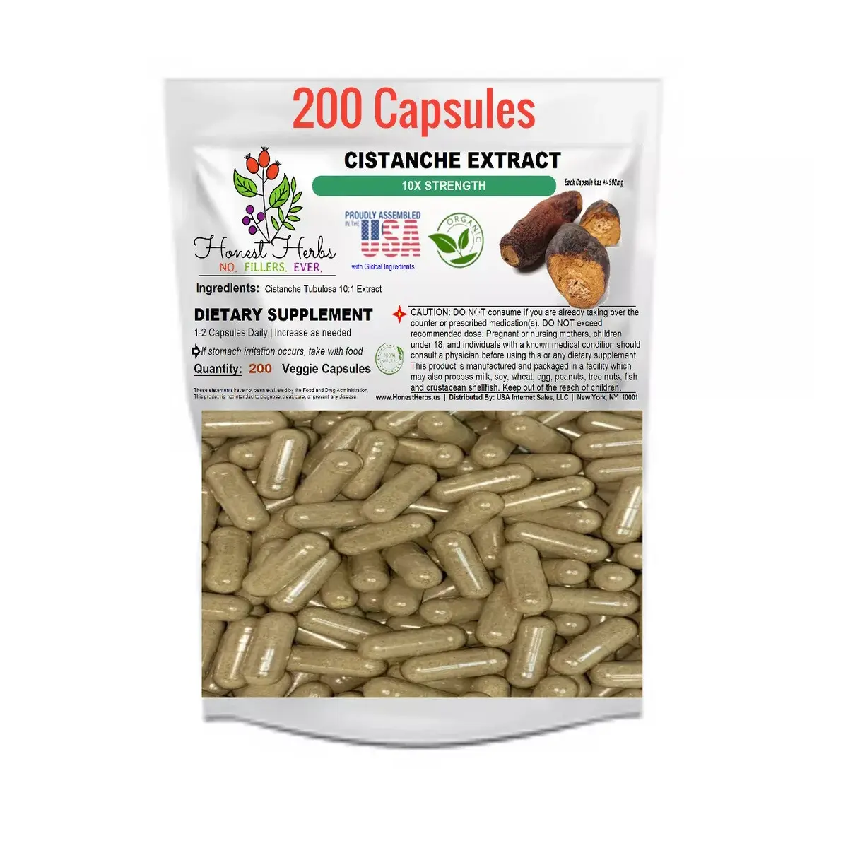 Cistanche Tubulosa 10:1 Extract Caps - 200 Veggie Caps