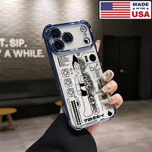 Astro Boy Mechanical Blueprint Aesthetic Design Pattern Casing For iPhone 17 16 15 14 13 12 Samsung 22 23 24 25 Plus Pro Max Ultra Soft Silicon TPU Shockproof Protector Vintage Unique Fashion Mobile Phone Case