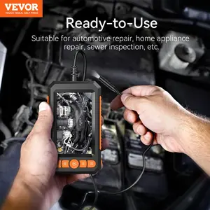 Industrial Endoscope Borescope with 3 Level Adjustable Light 4.3 Inch Screen HD Digital Snake Camera  IP67 Waterproof Sewer Inspection Camera with 8 LED Lights Measuring Gauges