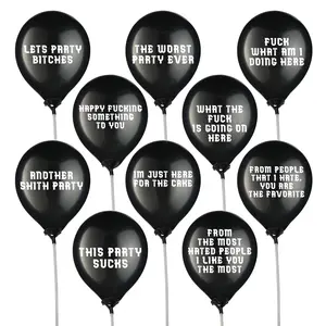 Set of 10 Party Balloons with Holders Party Decorations for Adults Perfect for Parties with Funny & Offensive Wishes