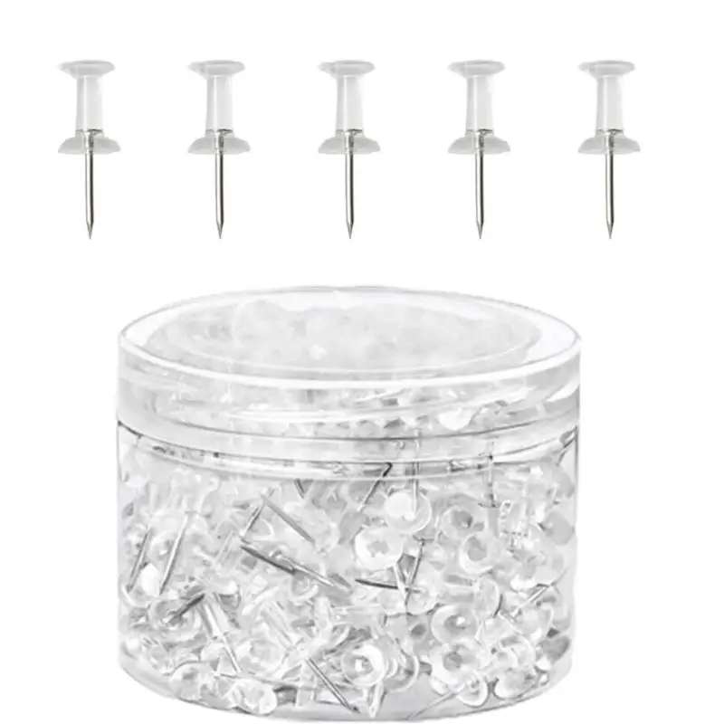 Clear Thumb Tack Set, 100pcs/box Transparent Plastic Head Thumb Tack, Multifunctional Pushpin for Bulletin Board, Soft Board, Map, Calendar, Photo