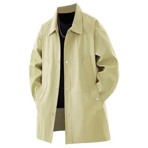 Mid-Length Trench Coat plus Size Men's Spring and Autumn New American Casual Coat Overweight Man Loose plus-Sized Oversized Coat