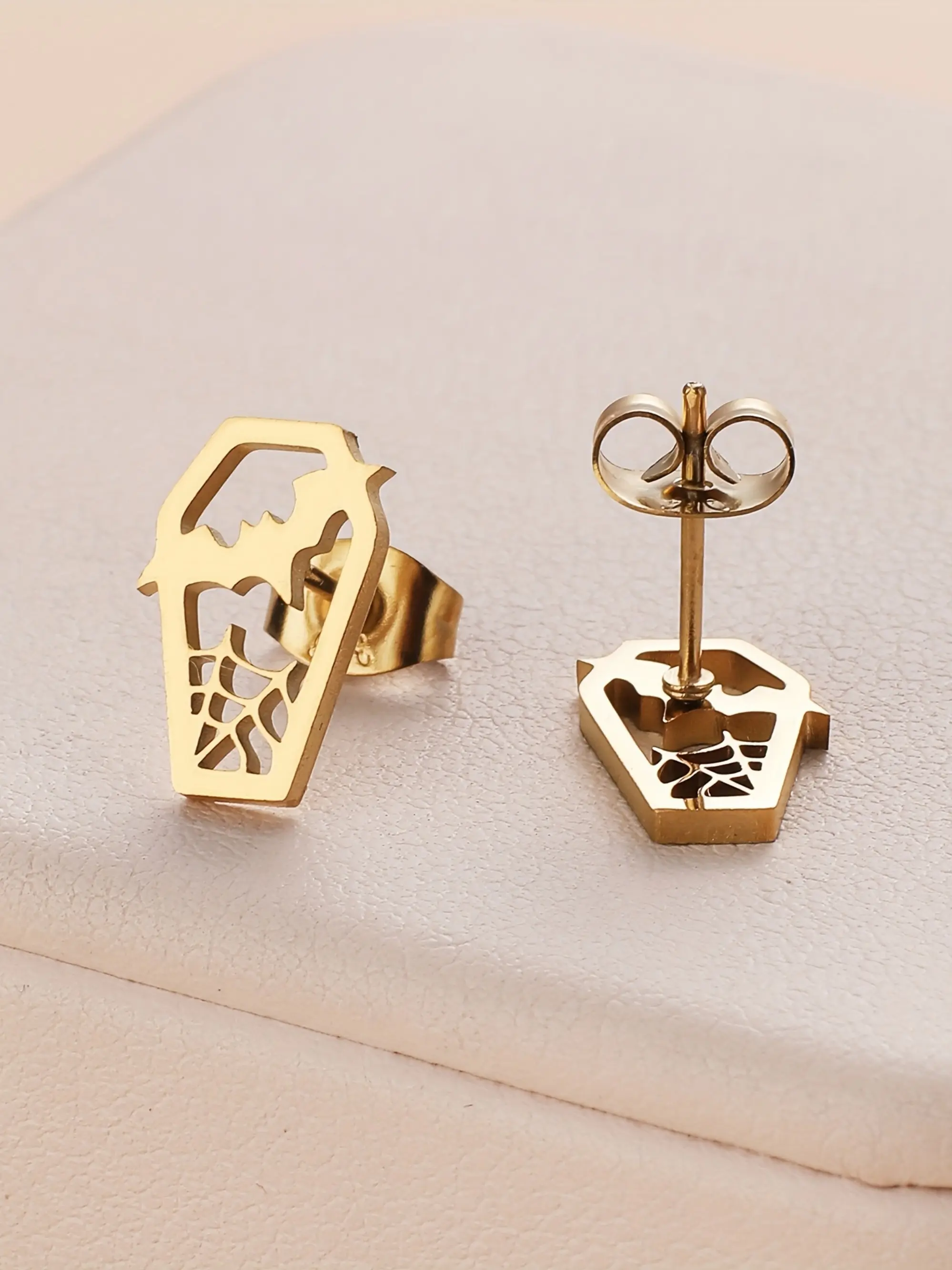 Stainless Steel Bat Coffin Earrings for Women - Halloween Stud Earrings Jewelry Earrings Studs