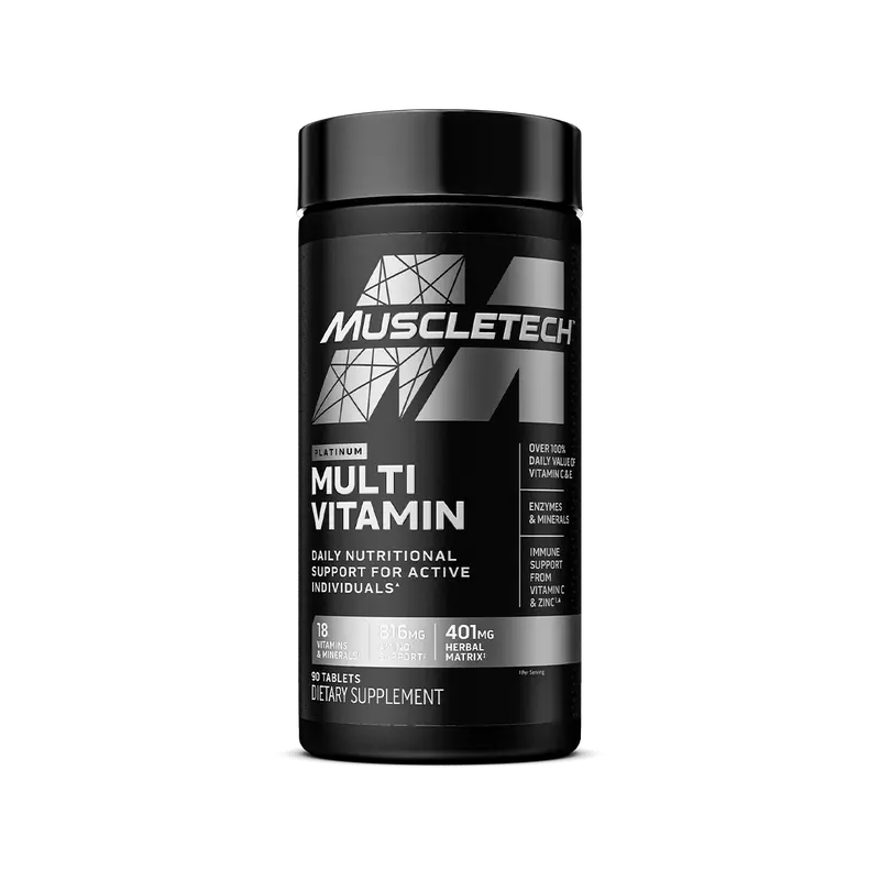 Muscletech Platinum Multivitamins for Men & Women - Multi-Vitamin Supplement for Immune Support - 18 Vitamins & Minerals, Vitamin A C D E B6 B12