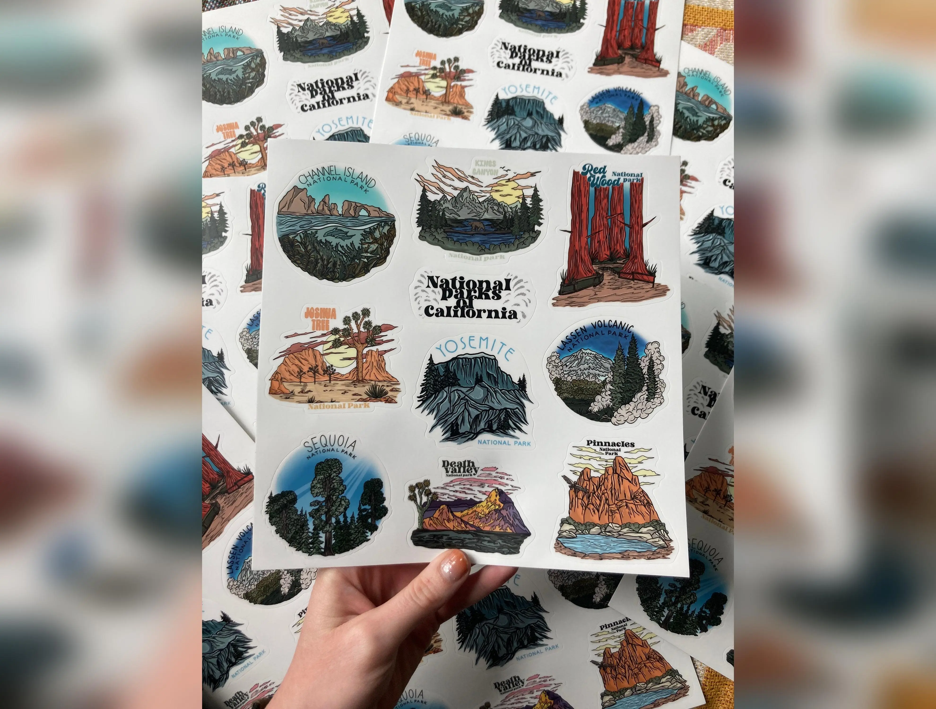 California National Parks Sticker Sheet: Waterproof Vinyl Decals for Travel