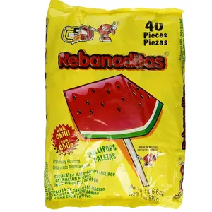 Rebanaditas Watermelom with Chili Mexican Lollipops - 40 Count - Sweet & Spicy Lollipops