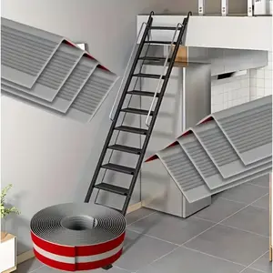 Self-Adhesive L-Shaped Anti-Slip Strips for School Stairs, PVC Rubber Corner Protection Tape, 7-Shaped Edge Design, Indoor/outdoor Use