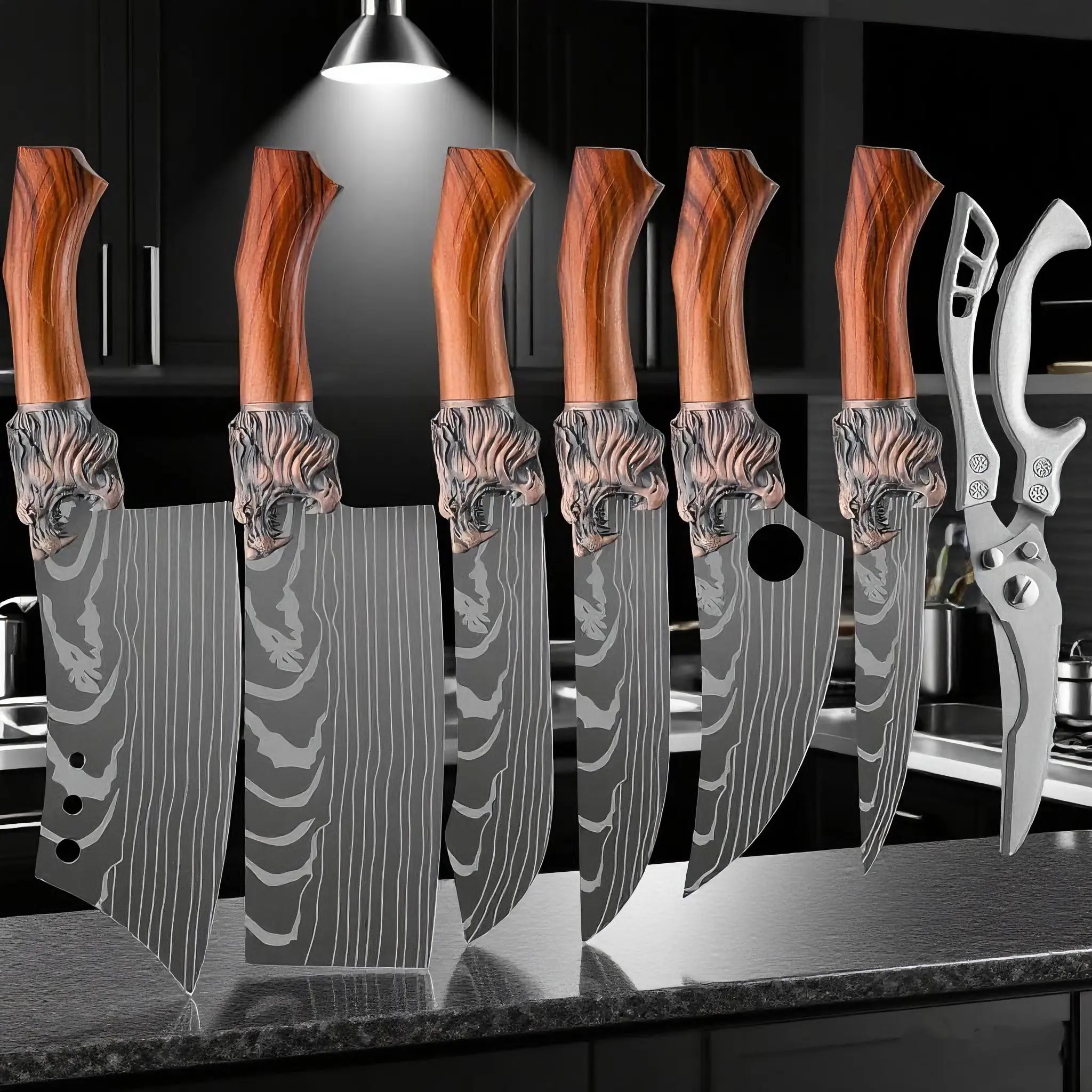Knife Block Sets  Thickened stainless steel chef's knife 8-piece set   with stainless steel scissors  multi-functional combination set  with storage box  for easier storage organization high  end  knives men woman syvi  oknife  set