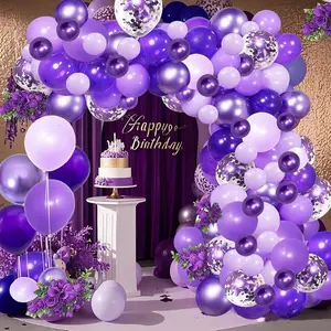 Purple Shades Balloons Garland Arch Kit116Pcs 5" 10" 12" Dark Pastel Light Metallic Confetti Purple Balloons Arch Set for Wedding Birthday Baby Shower Graduation Party Decorations