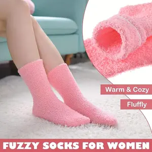 Fuzzy Socks Warm Fluffy Winter Cozy Thick Plush Slipper Sleep Comfy Crew Socks for Women & Men