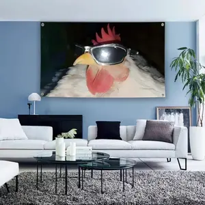 Cool Chicken flag 40in*60inTapestry Funny Animal Wall Hanging, Durable Polyester, Perfect for Living Room, Dorm, Party Decor Decoration
