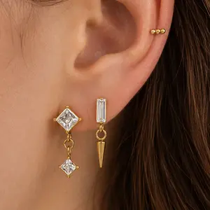 EVRY JEWELS Gold or Silver Plated Women's Cool Girl Flat Back 3 Piece Earring Set Gold