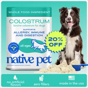 Native Pet Colostrum for Dogs – Bovine Colostrum Powder – Allergy Relief, Immune Support & Itchy Skin Treatment – Dog Multivitamins for Skin & Gut Health – Puppy Milk Replacement & Prebiotic