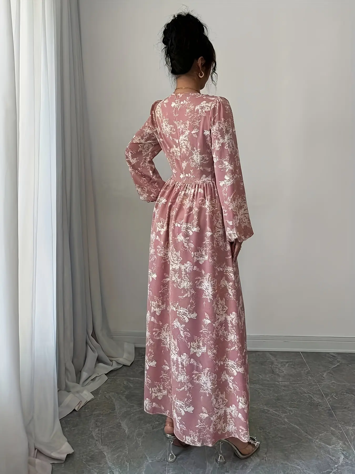 Women's All over Print Long Sleeve Dress, Casual Slim Fit Midi Dress, Elegant Floral Pattern, Perfect for Spring & Fall - TikTok Shop Women's All over Print Long Sleeve Dress, Casual Slim Fit Midi Dress, Elegant Floral Pattern, Perfect for Spring & Fall - TikTok Shop