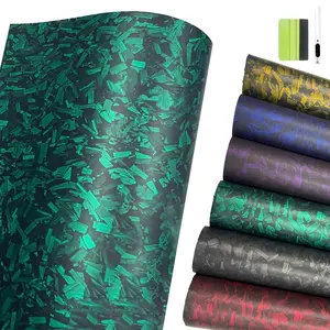 1ft x 5ft Matte Froged Carbon Fiber Vinyl Wrap Roll, Car Window Pillar Post Cover Trim B Pillar Panel ,Car Wrap Film Hood Decal Sticker for Car Sedan SUV Interior Exterior- Green 12''x60''