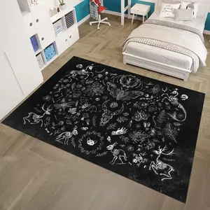 Halloween Skeleton Door Mat, Animal Fossil Decorative Area Rug, Soft Carpet for Bedroom Living Room, Home Decorative Rug, Gothic Decoration, Holiday Gift