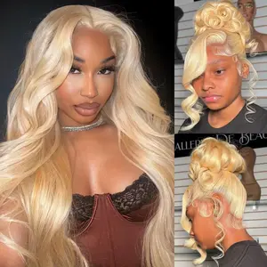 gk Women's 613 Blonde 13x6 Lace Front Human Hair Wig, 30in Body Wave, 180 Density, Pre-Plucked Hairline, Heat Resistant, Adjustable Strap, 613 Wig, 30 Inch Wig