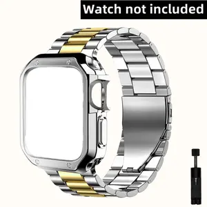 Stainless Steel Smartwatch Band, 1 Count Fashion Smart Watch Band with Tool, Watch Accessories Smart Watch Straps for iWatch Smartwatches Series 38mm 40mm 41mm 42mm 44mm 45mm 49mm