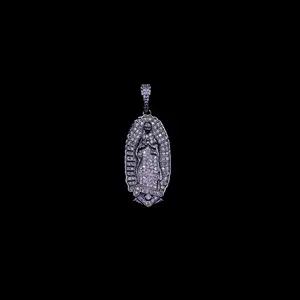Diamond Virgin Mary Pendant White Gold
