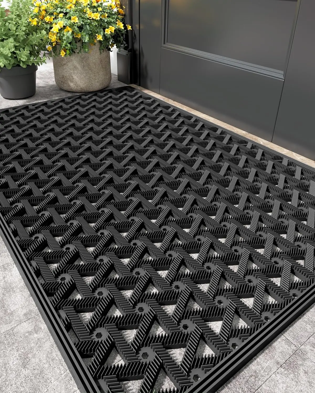 Color&Geometry Door Mat Outside Entrance with Drainage, Rubber Heavy Duty Dirt Trapper Waterproof Outdoor Welcome Mat, Outdoor Mats All Weather for Front Back Door Patio Entryway Entry rug