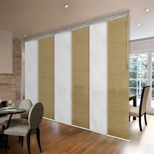 6-Panel Single Rail Panel Track Blind Extendable 70"-130"W x 91.4"H, Panel width 23.5", Lotus, Canary