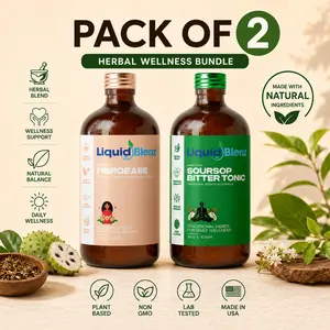 LiquidBlenz Soursop Bitters & FIBRO-EASE Women's Herbal Tonic Duo - Soursop Leaf, Chasteberry, Dong Quai & Turmeric | Daily Women's Wellness Support (2x 16 oz)